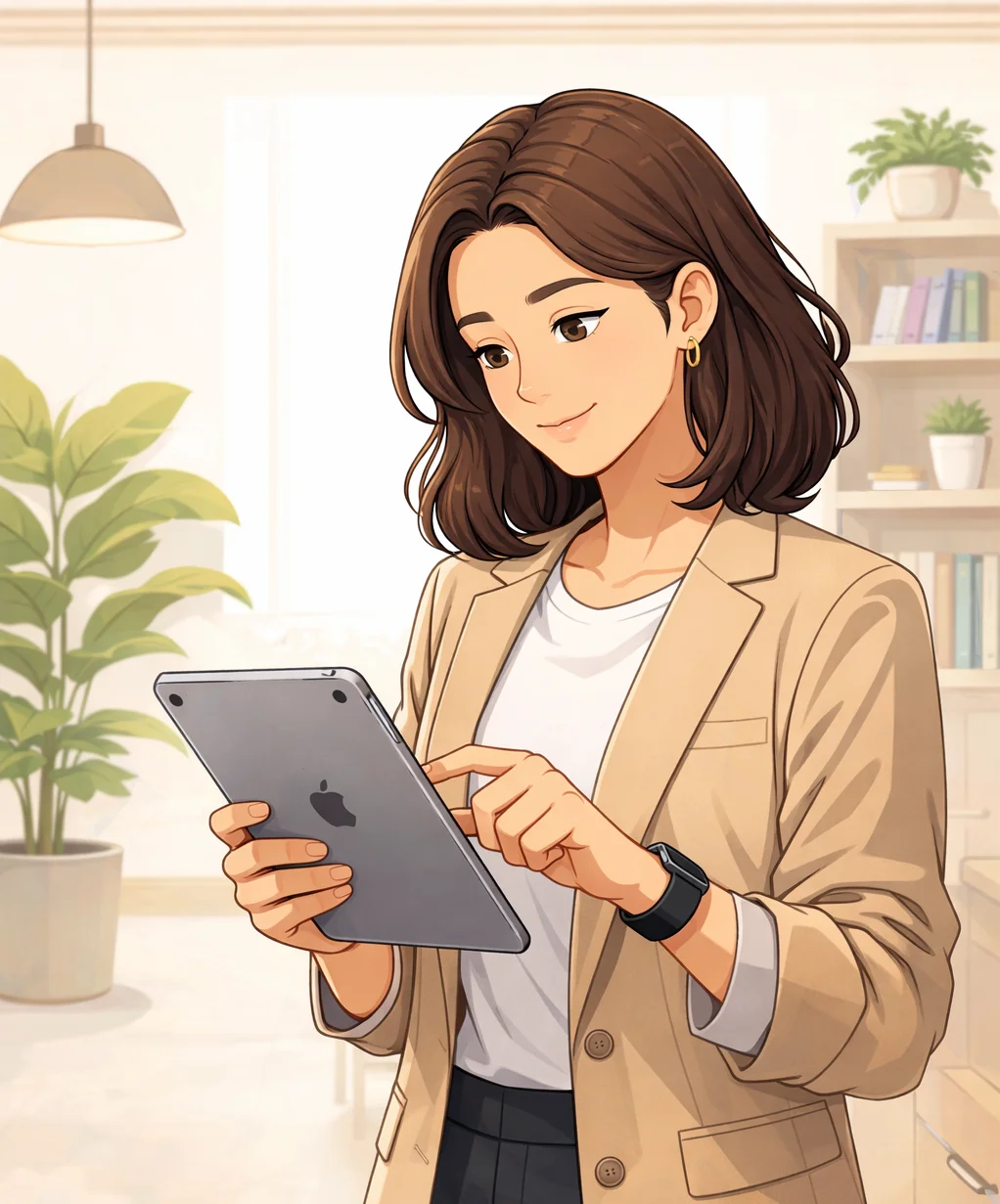 A picture of someone using a tablet